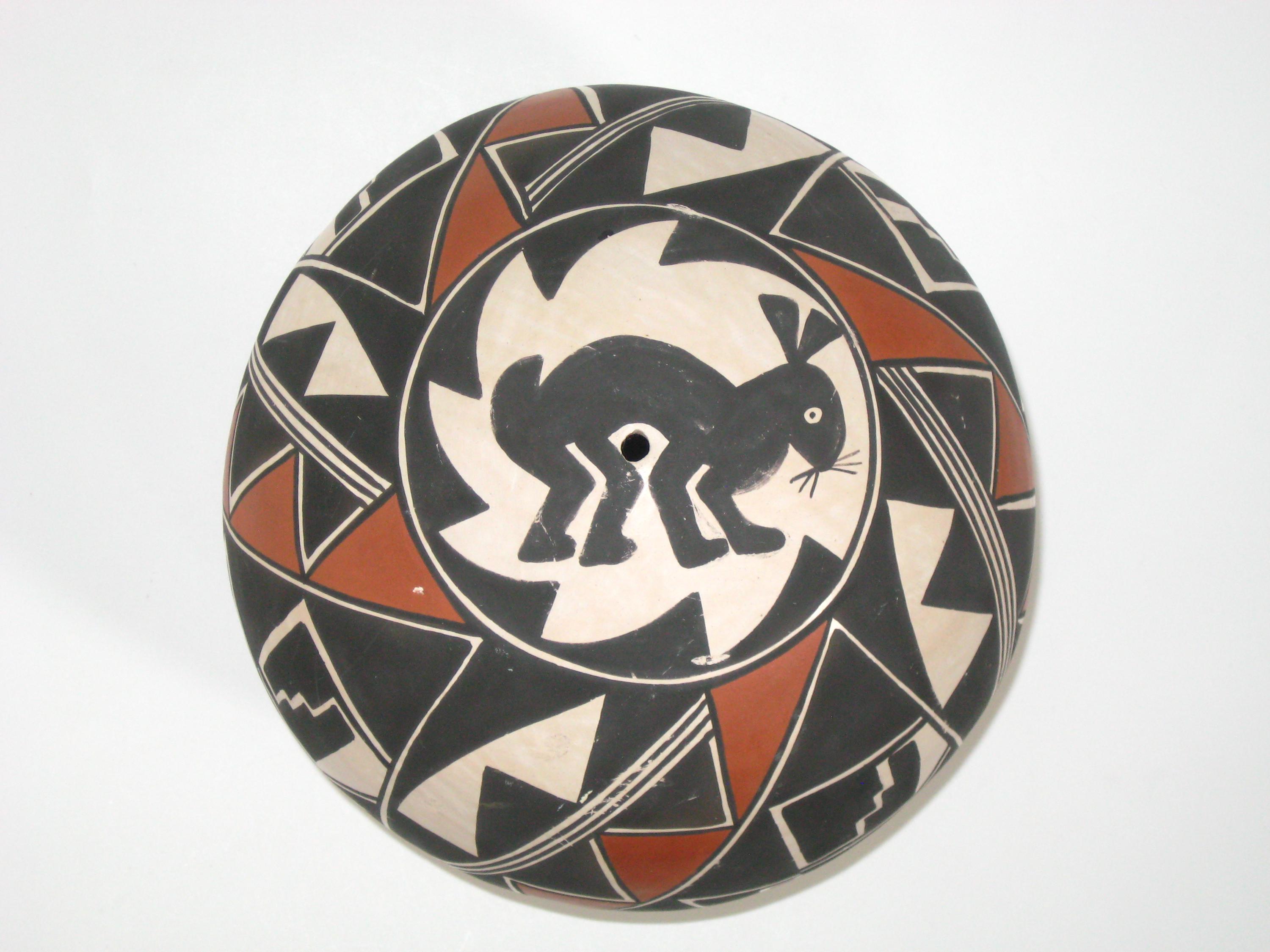 Artist Signed 'sal' Acoma Pueblo Hand Painted Polychrome Seed Jar Pot W ...