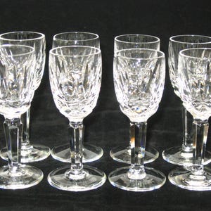 Set 8 Waterford Crystal KILDARE Cordial Shot Glasses Liqueur Stems - Vintage Old Gothic Mark