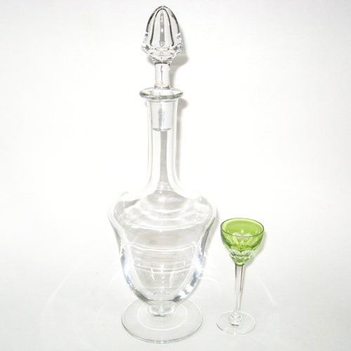 St Louis Crystal Signed shops Cordial Decanter Uncut w/ Controlled Bubble Acorn Stopper - Tommy / Thistle / Apollo Shape