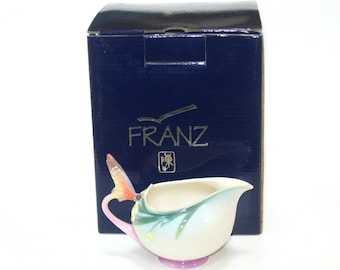 Franz Porcelain Collection PAPILLON Butterfly Creamer XP1947 in Original Box & Packaging MINT; Vintage 2001 Signed by Artist Jen Woo