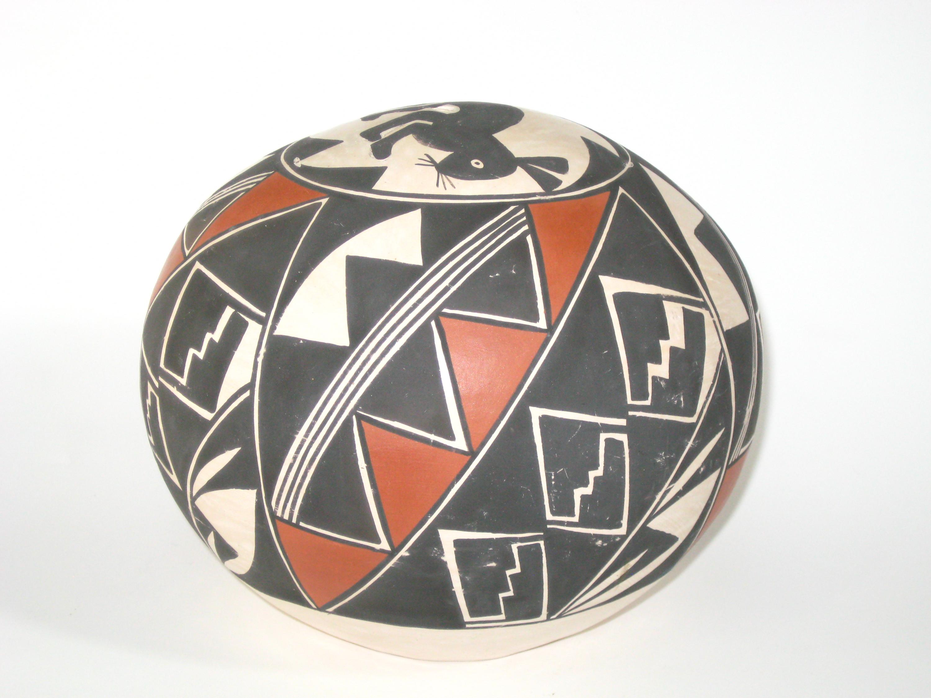 Artist Signed 'sal' Acoma Pueblo Hand Painted Polychrome Seed Jar Pot W ...