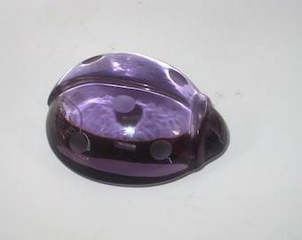 Figura de mariquita de cristal morado de Baccarat, Francia, MINT - Rara, doble firma