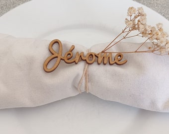 First name place mark for wedding baptism, wooden first name/first name label