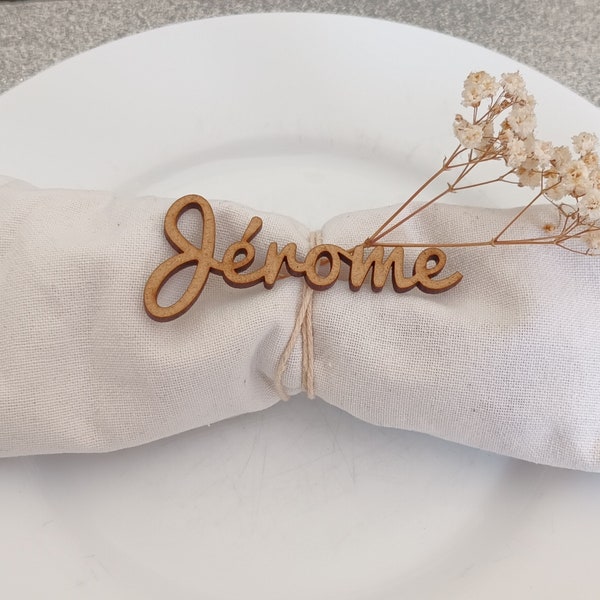 First name place mark for wedding baptism, wooden first name/first name label