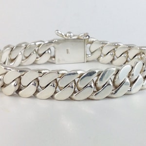 8" 70 g zware zware biker Cubaanse kinketting 925 MASSIEF sterlingzilver herenarmband