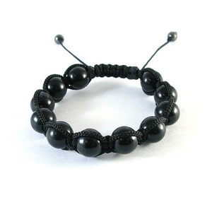 Bracelet perlé pour homme, pierre précieuse Onyx noir 10mm. Bracelet de pierres précieuses pour hommes, Bracelet onyx pour hommes, Bracelet fait à la main, Bracelet de yoga, Envoie gratuit image 1