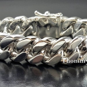 8" 106g Men's Heavy Biker Bracelet, Cuban Curb Chain Link Bracelet, Mens Sterling Silver Bracelet, Solid Sterling Silver 925 Bracelet
