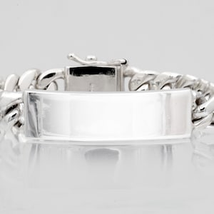 Pulsera de identificación de plata esterlina 925 maciza auténtica con eslabones de cadena cubana estilo motociclista de Miami de 7,5" y 75 g para hombre