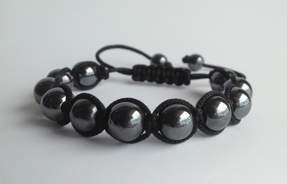 Men's Silver Hematite, Natural Gemstone Beads, Mens Beaded