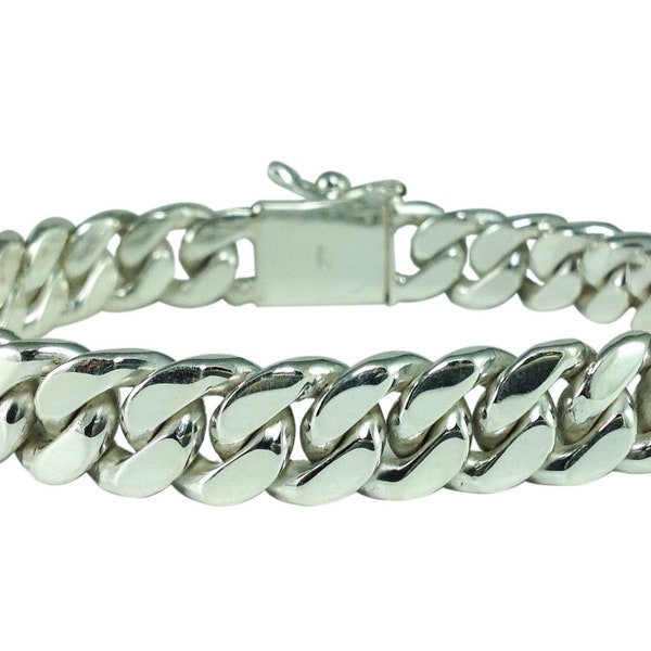 8" 55g Mens Womens Miami Cuban Curb Chain Link Solid Sterling Silver 925 Bracelet