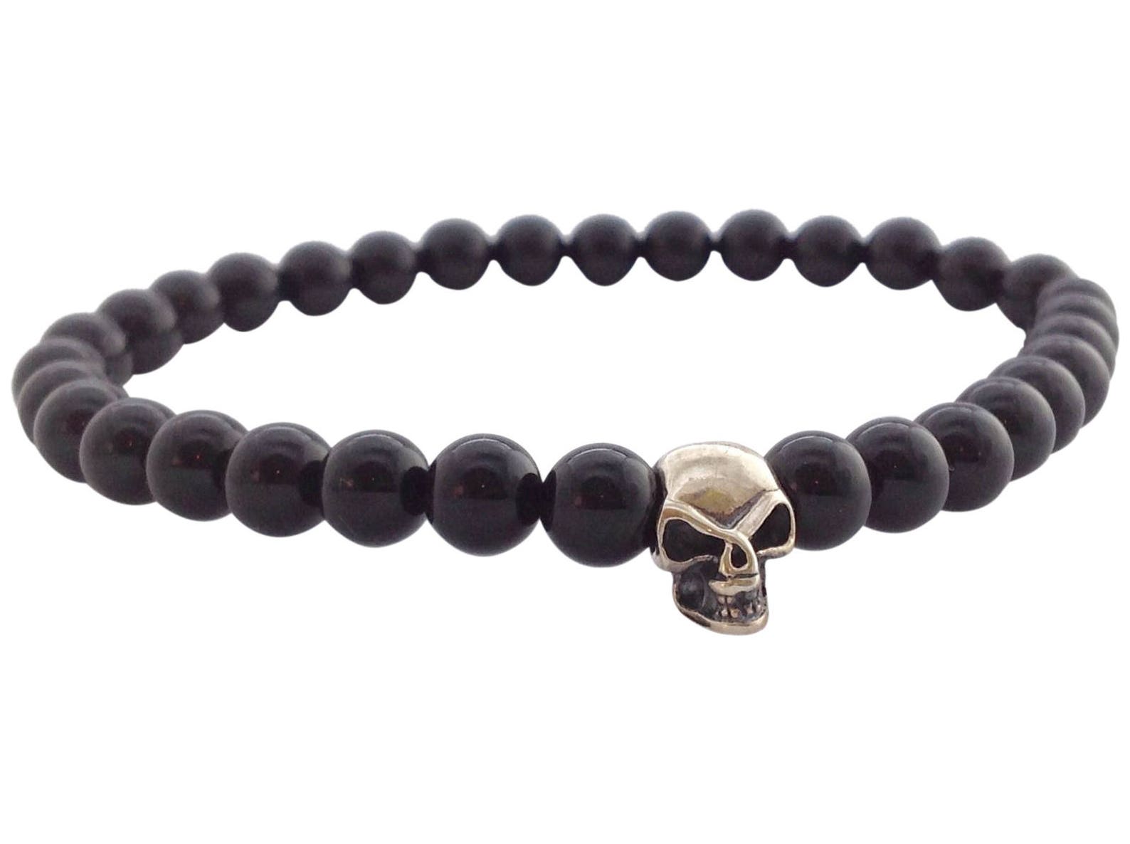 Herren Perlen Armband schwarze Onyx Armband Sterling Silber Etsy