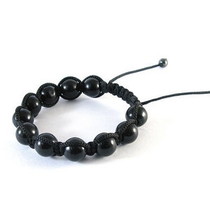 Bracelet perlé pour homme, pierre précieuse Onyx noir 10mm. Bracelet de pierres précieuses pour hommes, Bracelet onyx pour hommes, Bracelet fait à la main, Bracelet de yoga, Envoie gratuit image 2