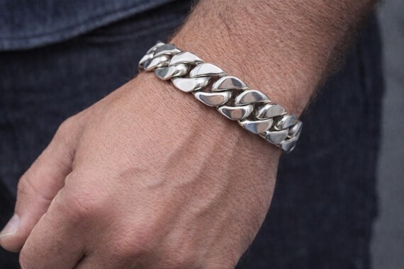 ThommyThaiJewelry　キューバンカーブチェーンリンク 925 266g 重量感のあるメンズ用ソリッド925スターリングシルバーバイカー