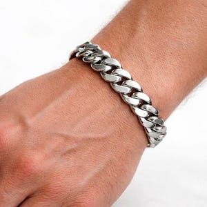 7,5 "Massives 925 Sterlingsilber-Kubanisches Gliederarmband, Herren Panzerkettenarmband, Biker Silberarmband Geschenk für Ihn