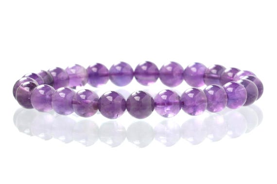 Natural Amethyst Bracelet, Genuine Purple Amethyst Beads, Amethyst Quartz Crystal Bracelet, Women’s Gemstone Jewelry, Mala Bracelet