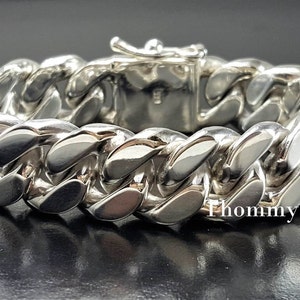 Men&#39;s 7.5&quot; 96g Heavy Cuban Curb Chain Link Solid Sterling Silver 925 Biker Bracelet