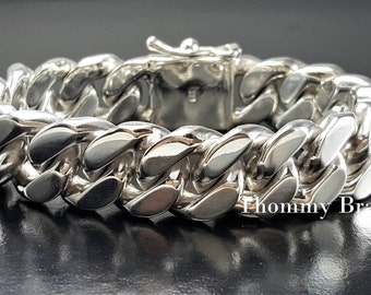 Men's 7.5" 97g Heavy Cuban Curb Chain Link Solid Sterling Silver 925 Biker Bracelet