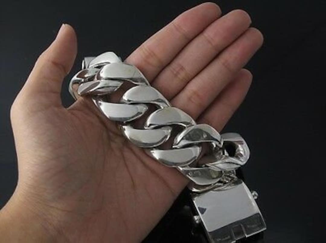 Jb Long 04 New Sterling Silver Heavy 9mm Curb Chain Gents Id Plate Bracelet main image 0