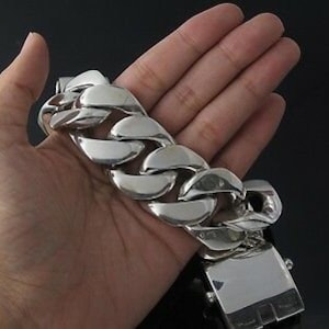 9" 430g Mens Real Solid Sterling Silver 925 Heavy Biker Miami Cuban Curb Chain Link Bracelet