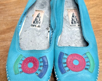 Zapatos mocasín de cuero Reebok City Editions para mujer, talla 8, color turquesa vintage, raros.