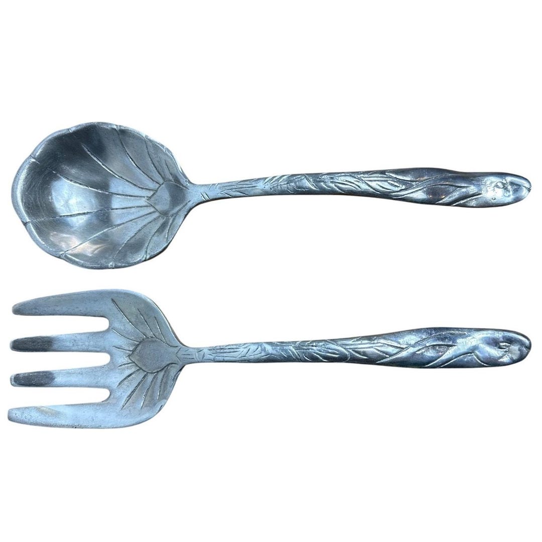 Vintage Arthur Court Rabbit Serving Fork Serving Spoon Set Aluminum ...