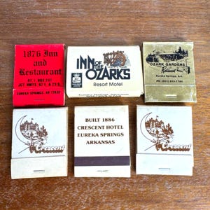 Vintage Eureka Springs Arkansas Matchbooks Crescent Hotel Ozark Gardens 1976 Inn
