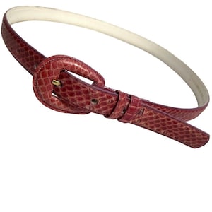 Vintage 70s Pink Snakeskin Belt Wrapped Buckle Western Retro Boho Cowgirl Style