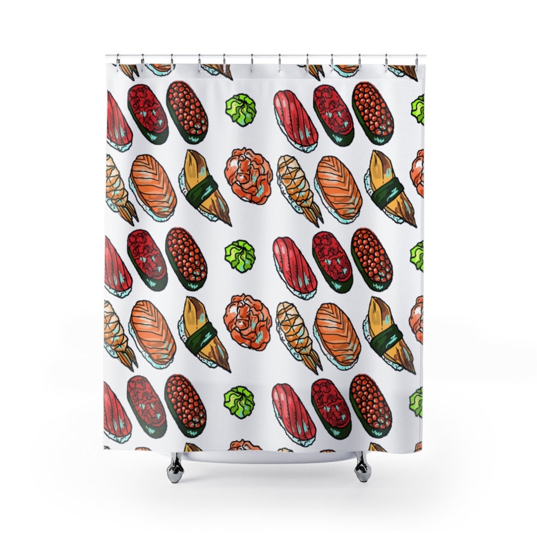 Thai Tattoo Design Shower Curtain 'japanese Sushi' New - Etsy UK Thai Tattoo Design Shower Curtain 'japanese Sushi' New - Etsy UK