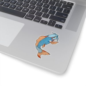 Thai Tattoo Design &quot;Ukiyo-e Carp Koi  Fish&quot; New Retro Funny Kiss-Cut Sticker Perfect Gift or Present for Friends