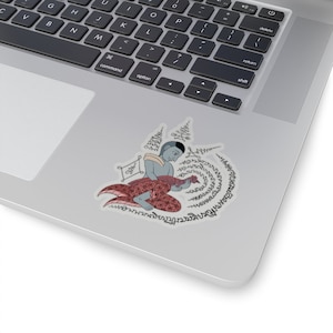 Thai Tattoo Design ''Sak Yant Monk Holding Huhn" New Retro Funny Kiss-Cut Sticker Perfektes Geschenk oder Geschenk für Freunde