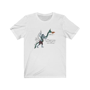 Thai Tattoo Design T-Shirt &#39;Man and Dragon with Magic Spells Sak Yant&#39; New Retro Funny Unisex Tee Perfect gift or present for friends