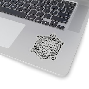 Thai Tattoo Design "Schildkröte mit Sak Yant Good Luck Spells" New Retro Funny Kiss-Cut Sticker Perfektes Geschenk oder Geschenk für Freunde