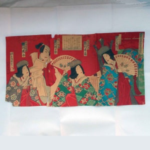 Japanese Ukiyoe Woodblock Print &#39;Kabuki Nara Momiji&#39; Utagawa Kunisada Ukiyo-e