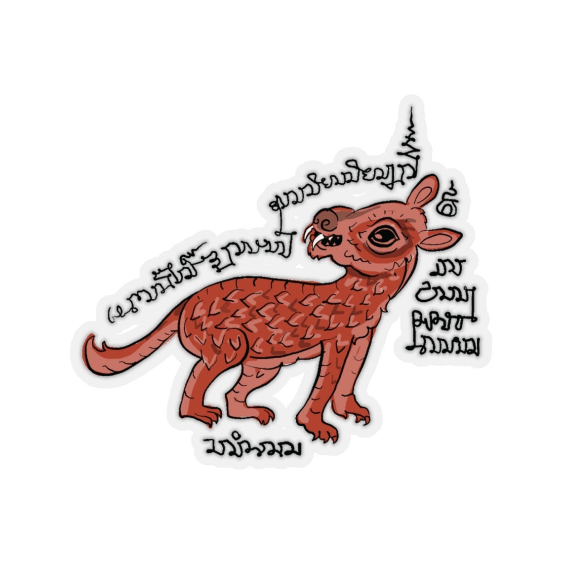 Thai Tattoo Design wolf With Sak Yant Good Luck - Etsy