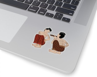 Thai Tattoo Design ''Thai Tattooed Couple" New Retro Kiss-Cut Stickers Funny Perfect Gift or Present for Friends