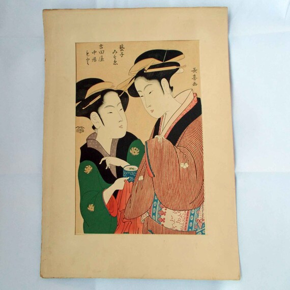 Japanese Ukiyo E Woodblock Print Geisha Girls Of Etsy Japanese Ukiyo E Woodblock Print Geisha Girls Of Etsy