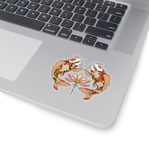 Thai Tattoo Design "Un paio di carpe Koi Fish And Flower" Nuovo retro divertente kiss-cut sticker regalo perfetto o regalo per gli amici