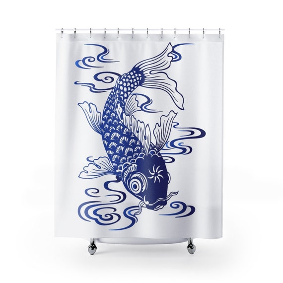 Thai Tattoo Design Shower Curtain 'carp Koi Fish Japanese Ukiyo-e
