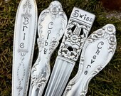 Custom-Cheese-Plant-Herb-Markers-Rustic-Board-Decor-Spreader-Server-Stamped-Engraved-Personalized-Silver-Vintage-Flatware-Gift-Props-Set