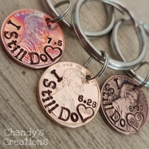 Penny Keychain-Custom-7th-Anniversary-Lucky-Me-Gift-Men-Husband-Boyfriend-Seven-Years-Initial-Unique-Engraved-Stamped-Wife-Daddy-Copper-2024 image 8