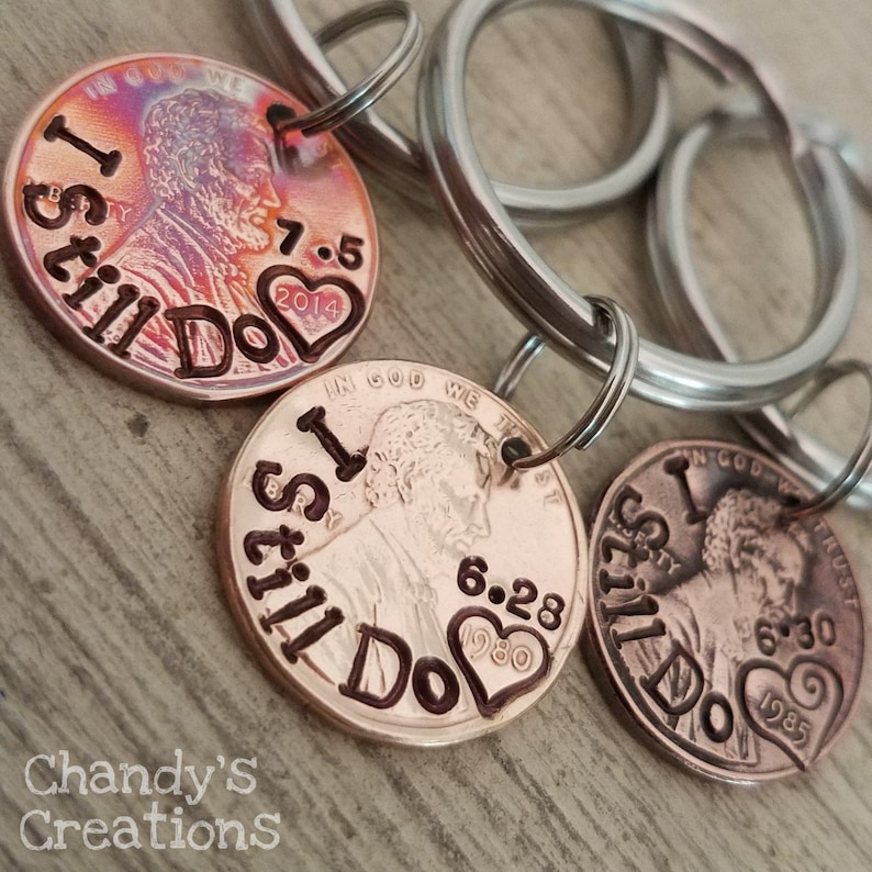 Penny Keychain-Custom-7th-Anniversary-Lucky-Me-Gift-Men-Husband-Boyfriend-Seven-Years-Initial-Unique-Engraved-Stamped-Wife-Daddy-Copper-2024 image 8
