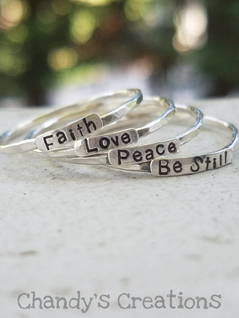 2mmsterlingsilverstackablenameringsringfaithhopetrust Etsy