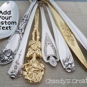 Custom-Tea-Coffee-Peanut-Butter-Spoon-Stamped-Personalized-Engraved-Party-Vintage-Silverware-Server-Teaspoon-Tablespoon-Dessert-Silver-Gold image 2