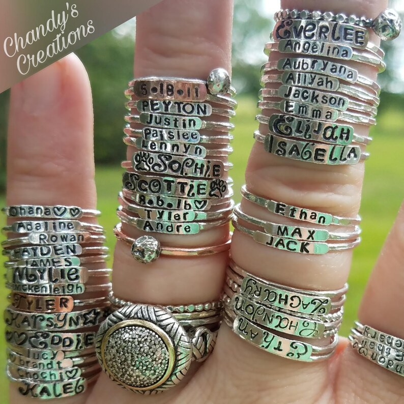 3mm Sterling Silver Gold Copper Stacking Name Rings Etsy