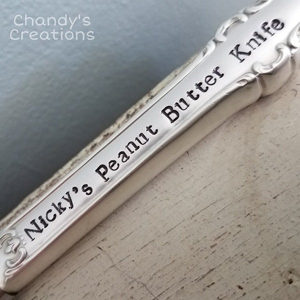 Peanut-Butter-Knife-Spoon-Fork-Custom-Stamped-Name-Personalized-Gift-Engraved-Shabby-Chic-Silverware-Server-Teaspoon-Tablespoon-Silver-Jelly