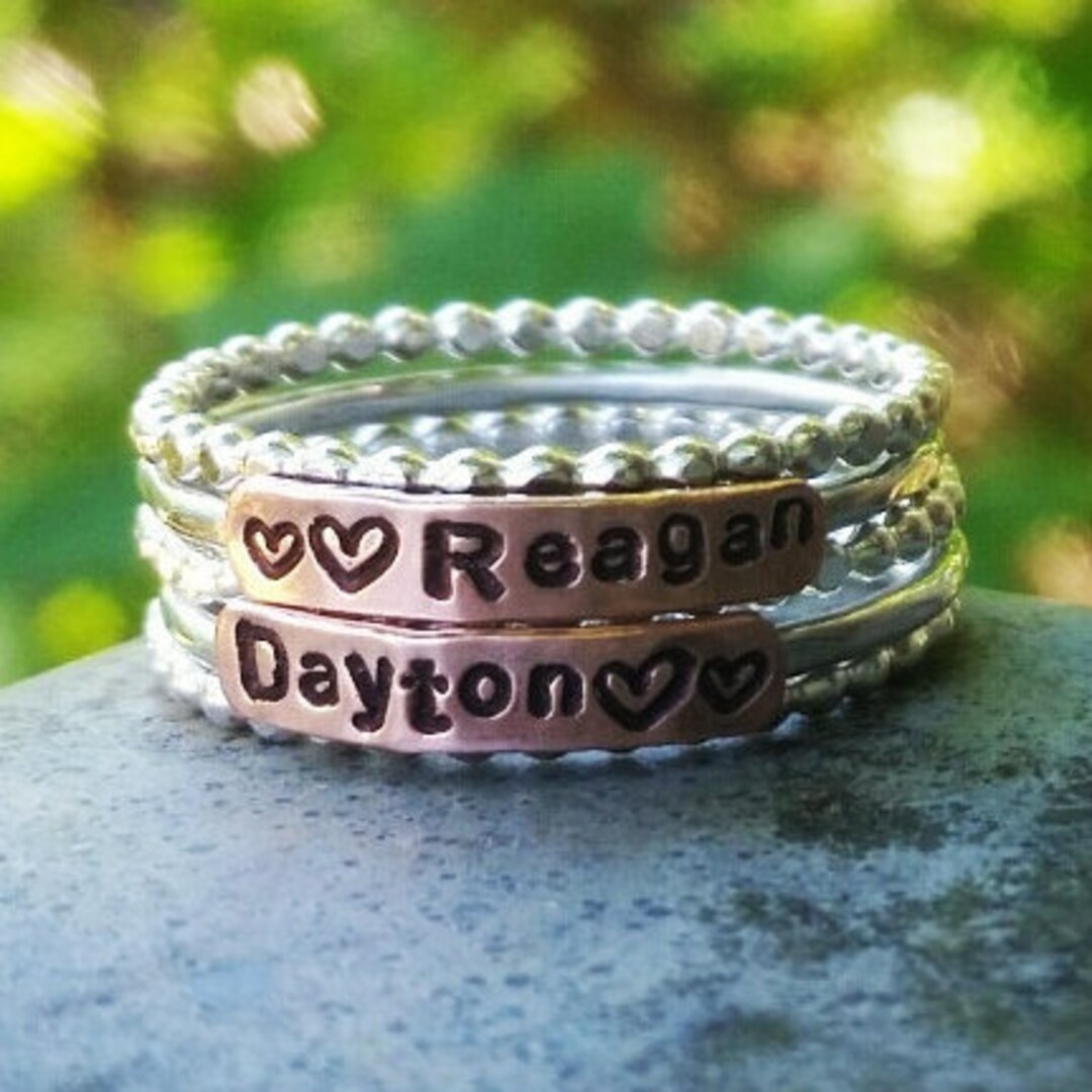3mm Sterling Silver Stackable Name Rings Stackable Etsy