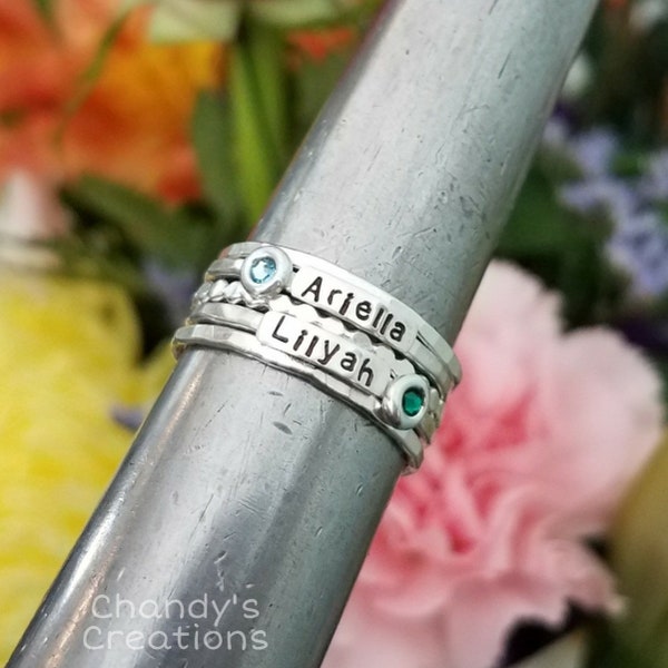 2mm-Sterling-Silver-Birthstone-Name-Ring-Stackable-Mothers-Rings-Layered-Stacking-Customized-Band-Stack-Spacers-Set-Thumb-Pinky-Toe-Children