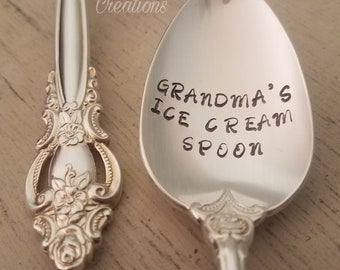 Custom-Ice-Cream-Spoon-Stamped-Name-Personalized-Gift-Engraved-Birthday-Vintage-Silverware-Grandma-Server-Teaspoon-Tablespoon-Dessert-Silver