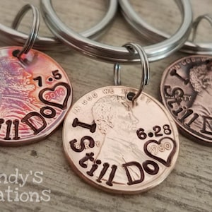 Penny Keychain-Custom-7th-Anniversary-Lucky-Me-Gift-Men-Husband-Boyfriend-Seven-Years-Initial-Unique-Engraved-Stamped-Wife-Daddy-Copper-2024 image 9