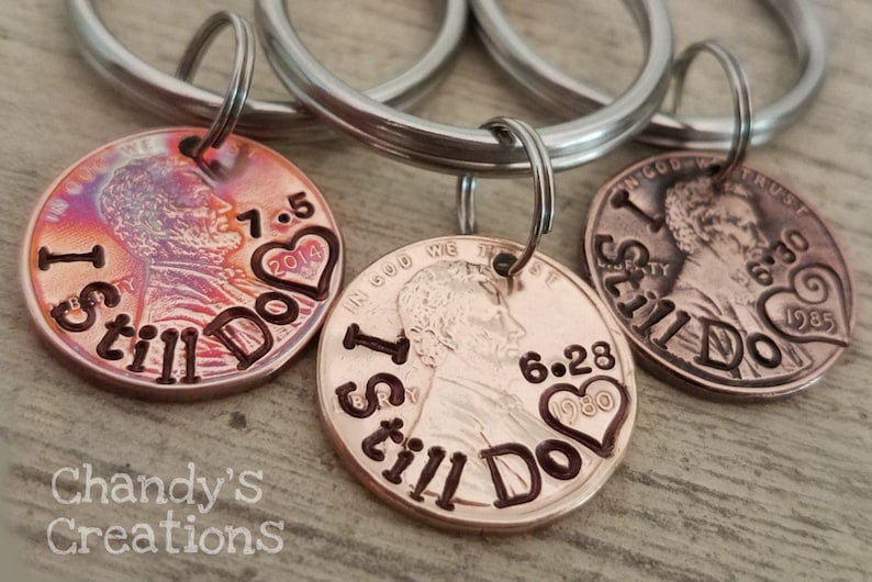 Penny Keychain-Custom-7th-Anniversary-Lucky-Me-Gift-Men-Husband-Boyfriend-Seven-Years-Initial-Unique-Engraved-Stamped-Wife-Daddy-Copper-2024 image 9